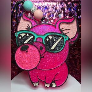 Pink Glitter Pig Car Freshie with Sunglasses